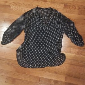 Ultra Flirt Ladie Sz XL translucent polka dot top